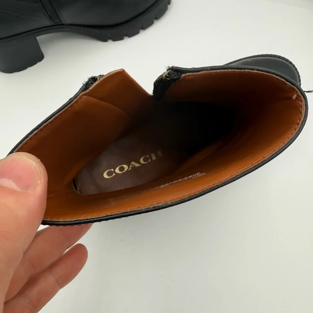 Coach Black Ankle Booties with Gold Zipper - Picture 7 of 10